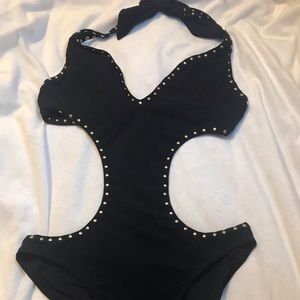 Red Carter South Beach Black & Golden Studs Bikini